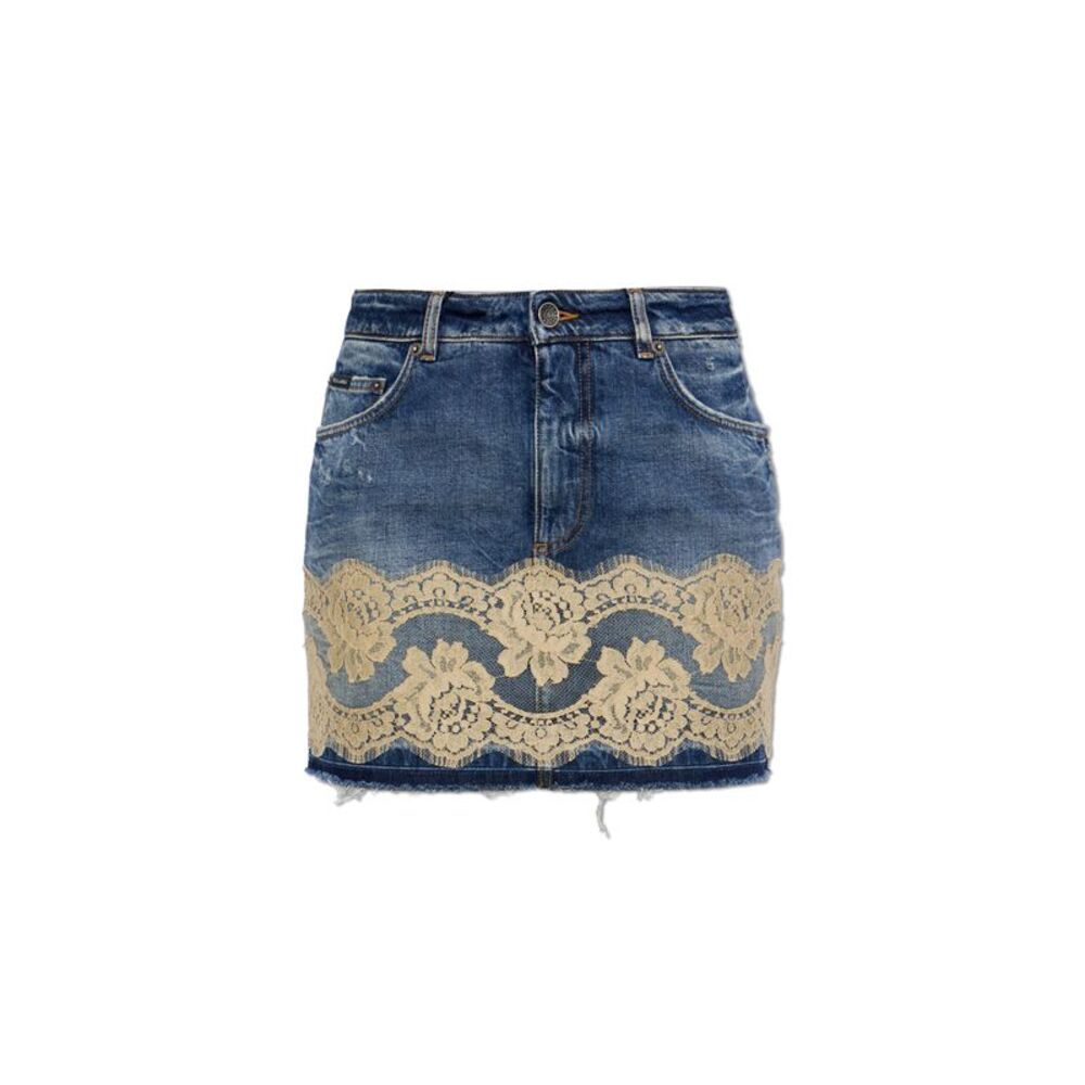 Denim skirt with 'vintage' effect